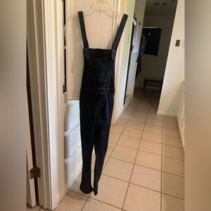 Free People black denim overalls 27
